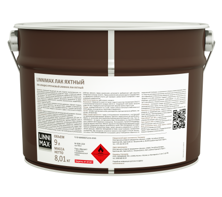 Лак алкидно-уретановый LINNIMAX Лак Яхтный (прозрачный, 9 л, Глянец) Лак алкидно-уретановый LINNIMAX Лак Яхтный (прозрачный, 9 л, Глянец)