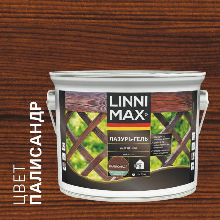 Лессирующий антисептик LINNIMAX Лазурь-гель для дерева (палисандр, 2.5 л)
