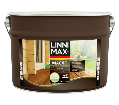 Средство защитно-декоративное для древесины LINNIMAX Масло для террас, лестниц и мебели (колеруемый, 9 л) Средство защитно-декоративное для древесины LINNIMAX Масло для террас, лестниц и мебели (колеруемый, 9 л)