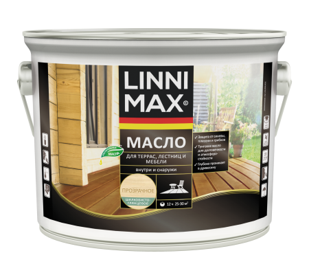 Средство защитно-декоративное для древесины LINNIMAX Масло для террас, лестниц и мебели (колеруемый, 2.5 л) Средство защитно-декоративное для древесины LINNIMAX Масло для террас, лестниц и мебели (колеруемый, 2.5 л)