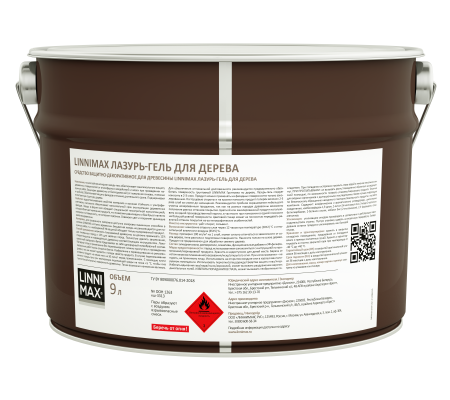 Лессирующий антисептик LINNIMAX Лазурь-гель для дерева (рябина, 9 л)