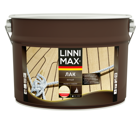 Лак алкидно-уретановый LINNIMAX Лак Яхтный (прозрачный, 9 л, Глянец) Лак алкидно-уретановый LINNIMAX Лак Яхтный (прозрачный, 9 л, Глянец)