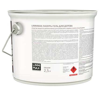 Лессирующий антисептик LINNIMAX Лазурь-гель для дерева (прозрачный, 2.5 л)