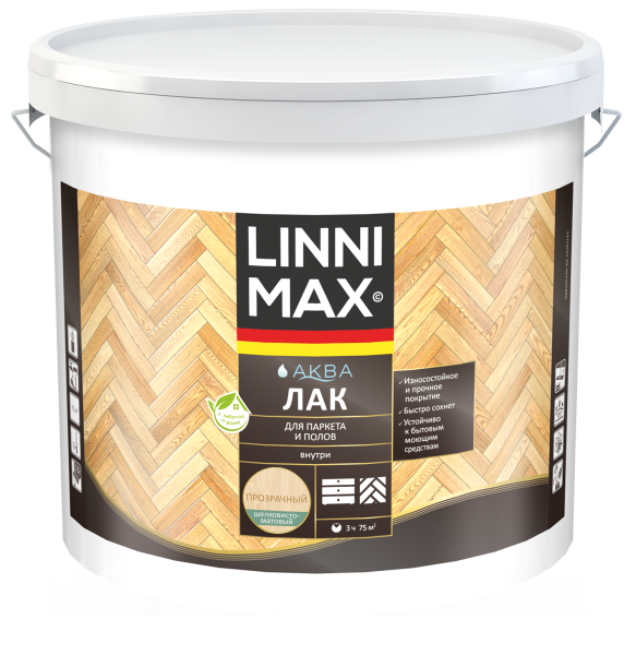 Лак акриловый LINNIMAX Аква Лак для паркета и полов Лак акриловый LINNIMAX Аква Лак для паркета и полов