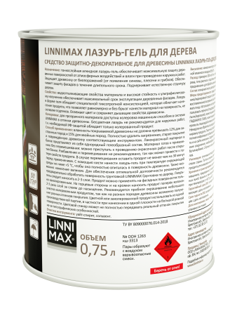 Лессирующий антисептик LINNIMAX Лазурь-гель для дерева (тиковое дерево, 2.5 л)